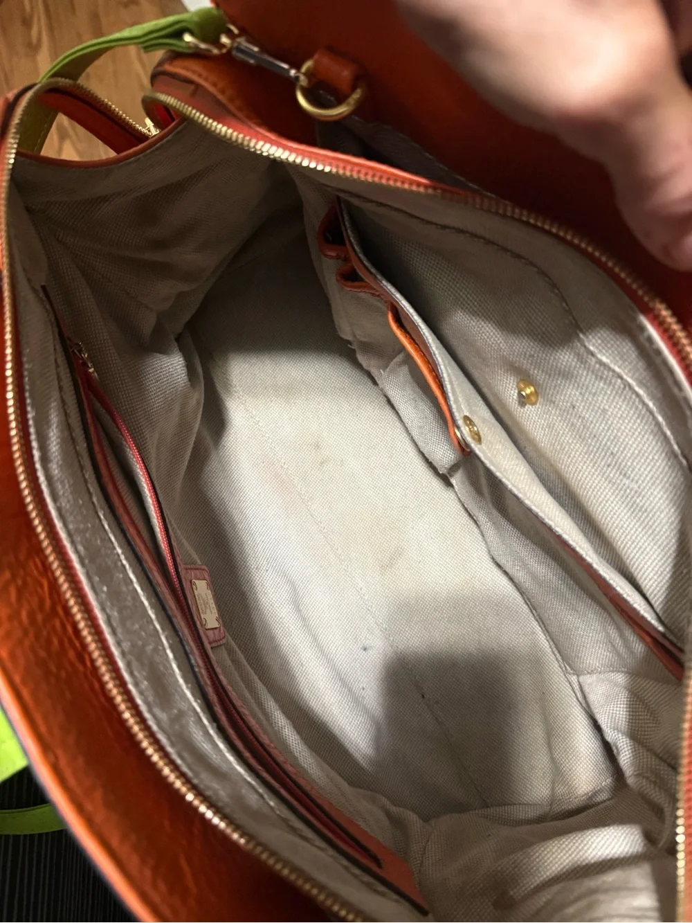 MCM Beige Monogram Veronika Visettos Tote with Orange and green detail